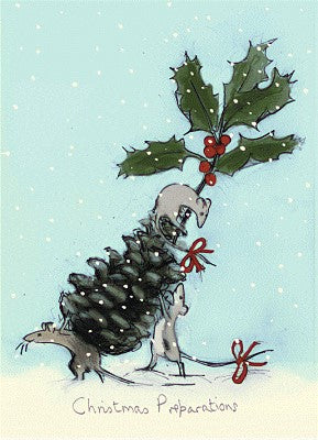 Two Bad Mice Kerstkaart Christmas Preperations