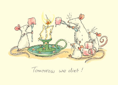 Two Bad Mice Kerstkaart Tomorrow We Diet