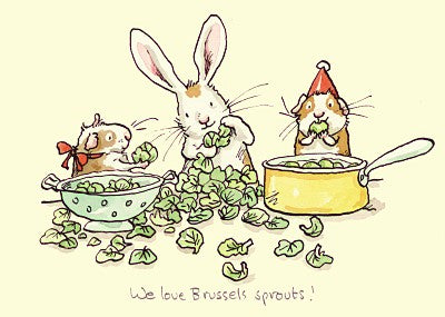 Two Bad Mice Kerstkaart We  love Brussels Sprouts
